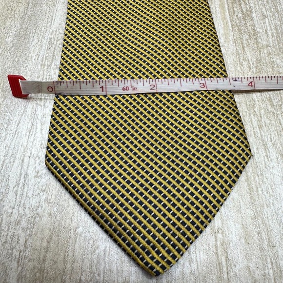 VTG Brooks Brothers Mens Neck Tie Silk Woven Italy USA Yelllow Black Geometric - Picture 6 of 7